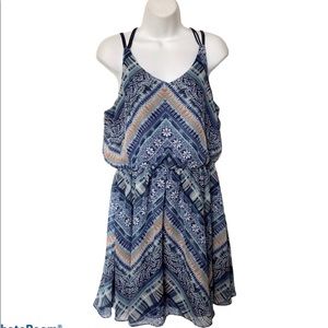 by & by Blue Spaghetti Strap Layered Bohemian Dress Size Large